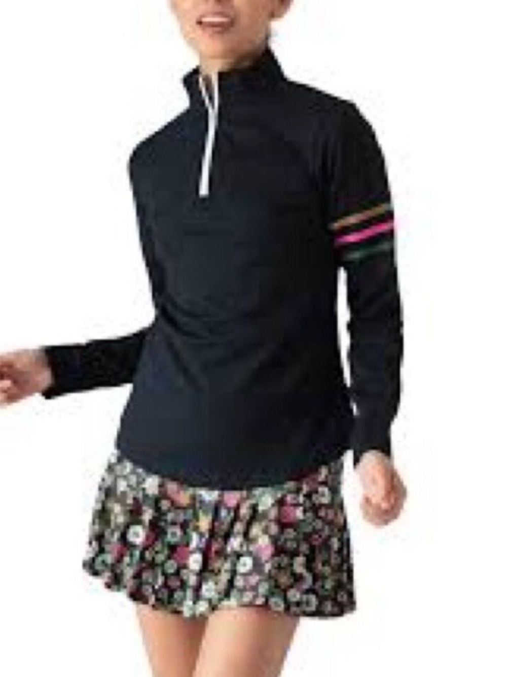 Smith & Quinn Ava 1/4 Zip Pullover Navy 70's Stripe Preppy‎ Top XS